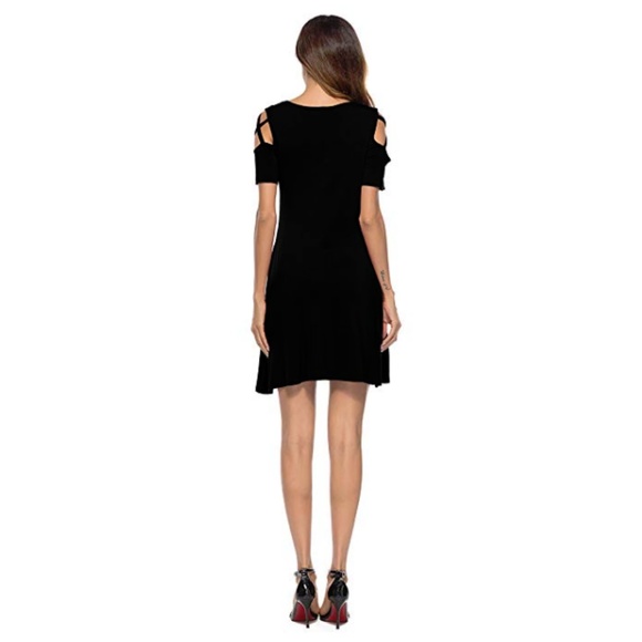 Womens "Charlotte" Cold Shoulder T-Shirt Dress - Picture 5 of 6